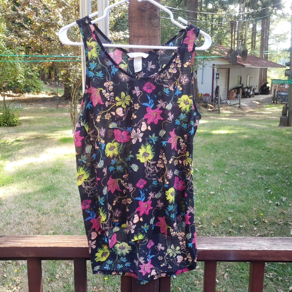 H&M CONSCIOUS Sheer Floral Tank Top - M